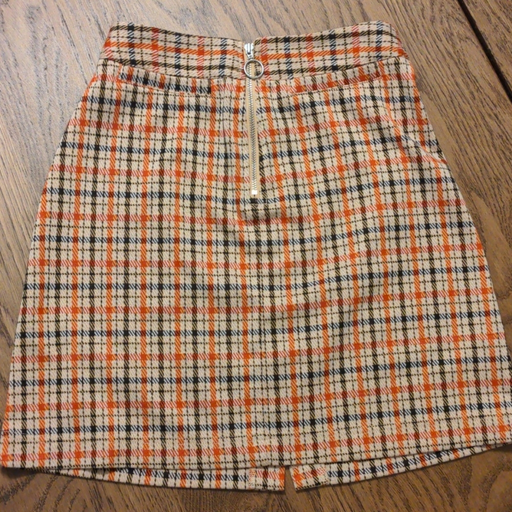 Orange and Black Checkered Mini Skirt